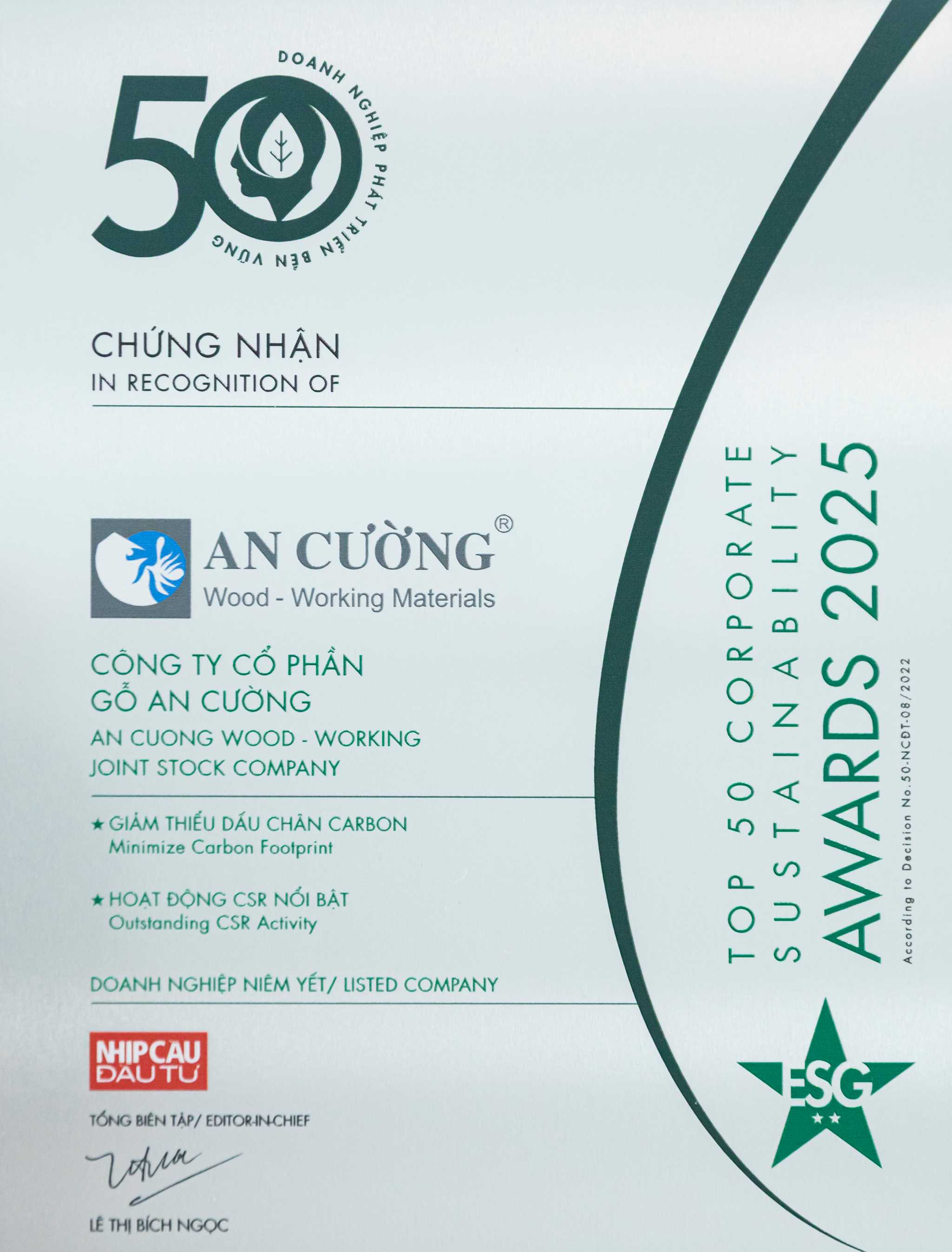 TOP 50 COPORATE SUSTAINABILITY AWARDS 2025