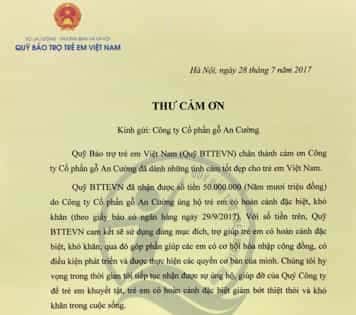AN CUONG CONTRIBUTING THE VIETNAM CHILDREN SPONSORING FUND 2017
