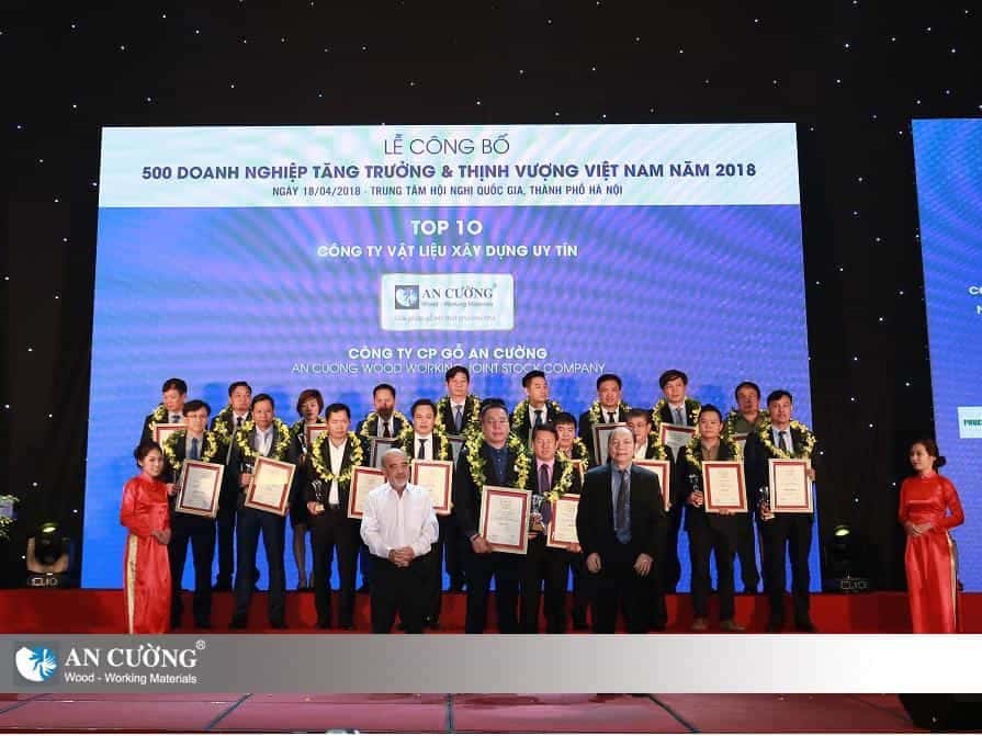 AN CƯỜNG TIẾP TỤC ĐÓN NHẬN GIẢI THƯỞNG TOP 500 DOANH NGHIỆP TĂNG TRƯỞNG NHANH NHẤT VIỆT NAM 2018 & TOP 10 CÔNG TY VẬT LIỆU XÂY DỰNG HÀNG ĐẦU VIỆT NAM NĂM 2018