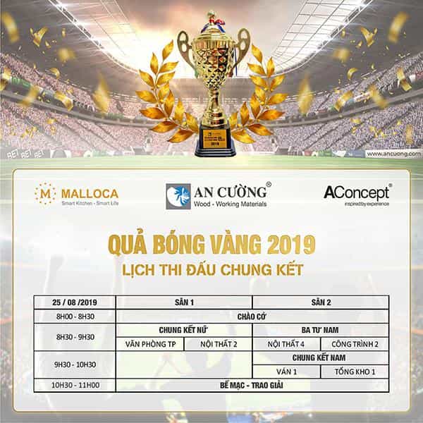 LỊCH THI ĐẤU CHUNG KẾT CỦA QUẢ BÓNG VÀNG AN CƯỜNG 2019