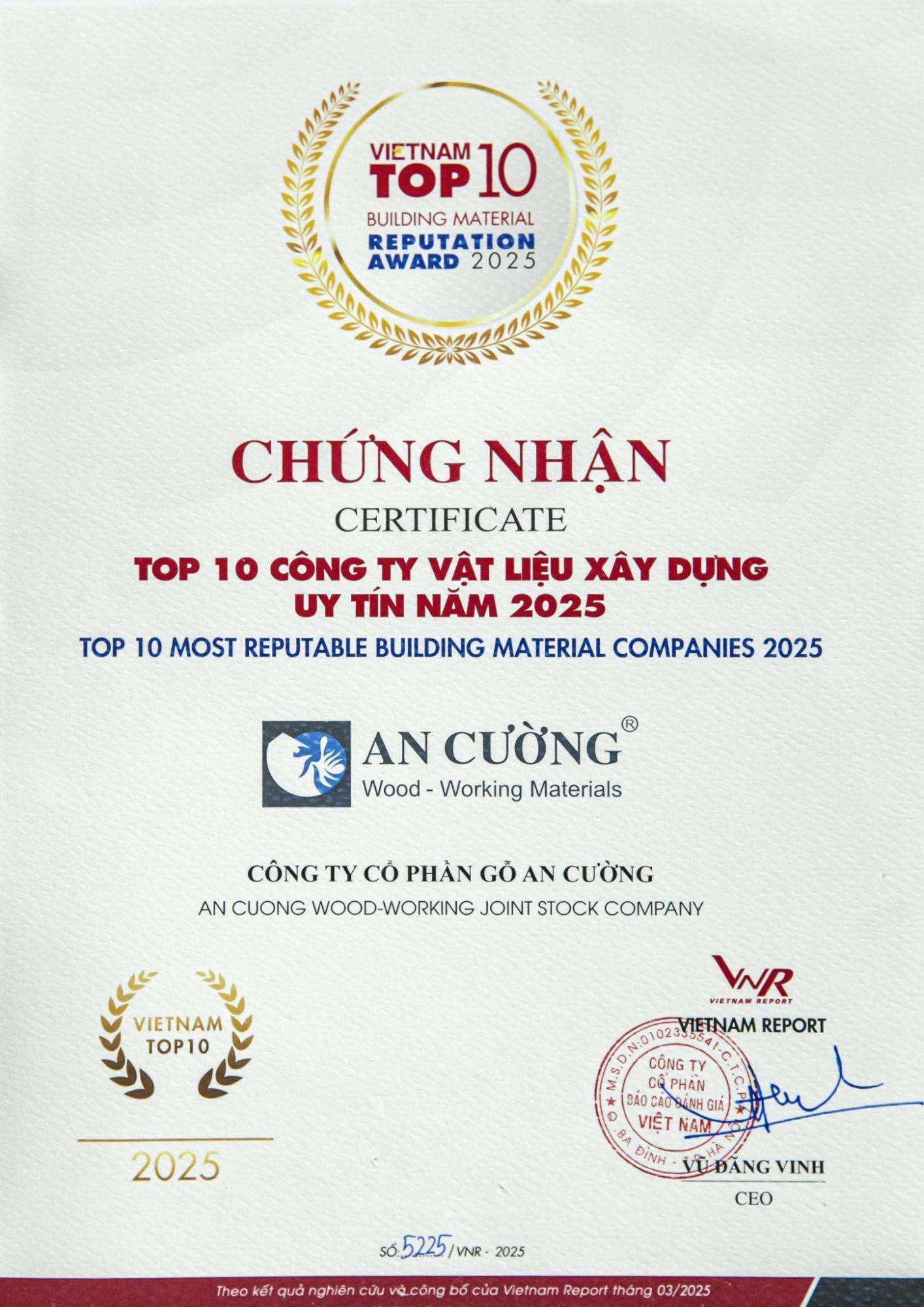 TOP 10 CÔNG TY VẬT LIỆU XÂY DỰNG UY TÍN 2025