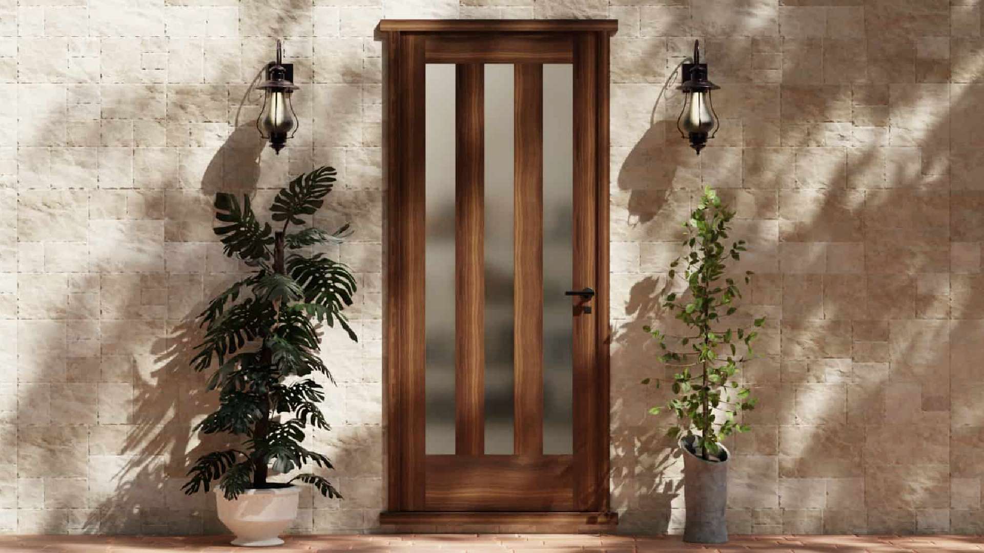 cửa gỗ công nghiệp kết hợp với các loại kính