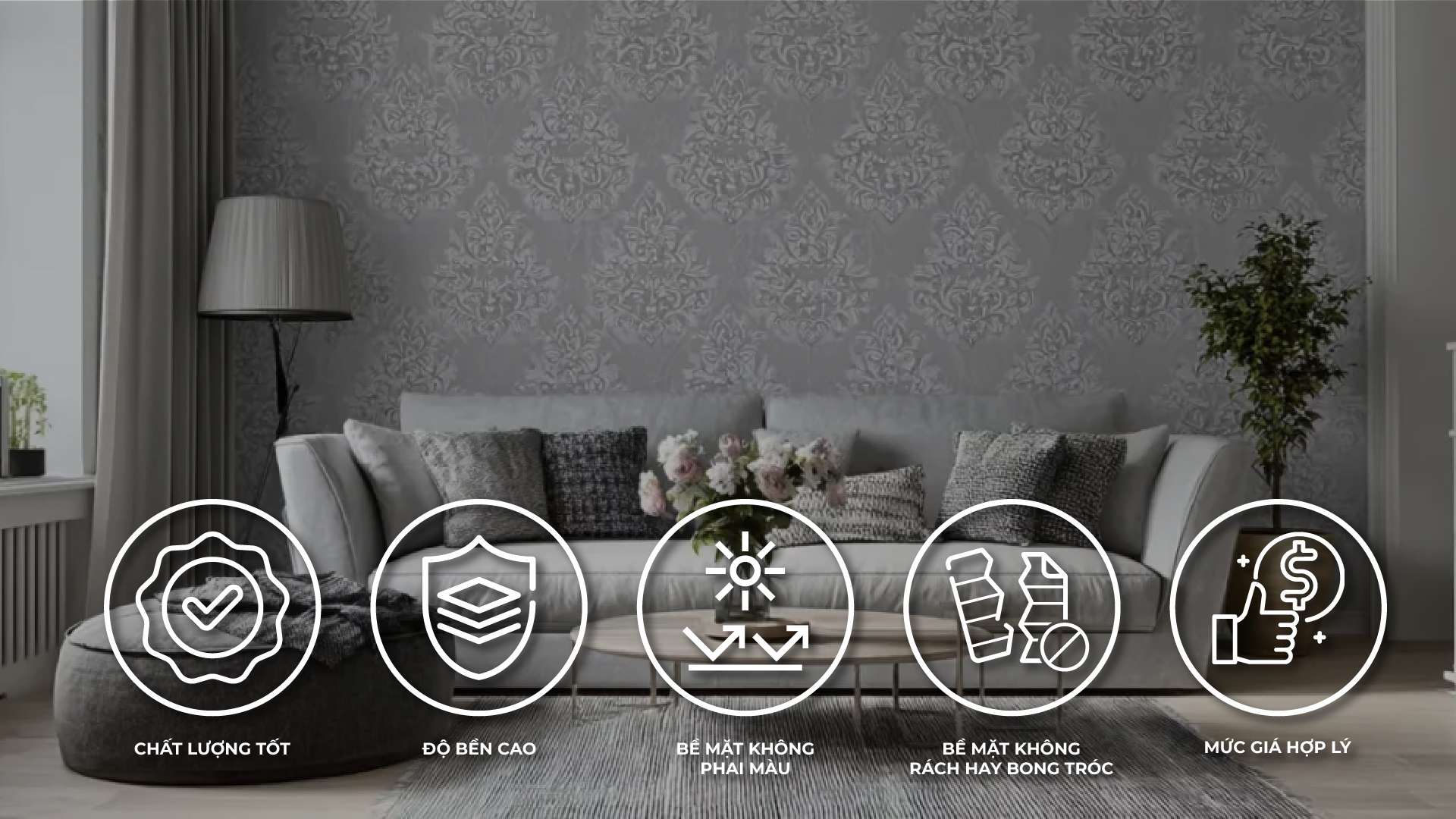 5 tiêu chí chọn giấy dán tường phù hợp phòng khách