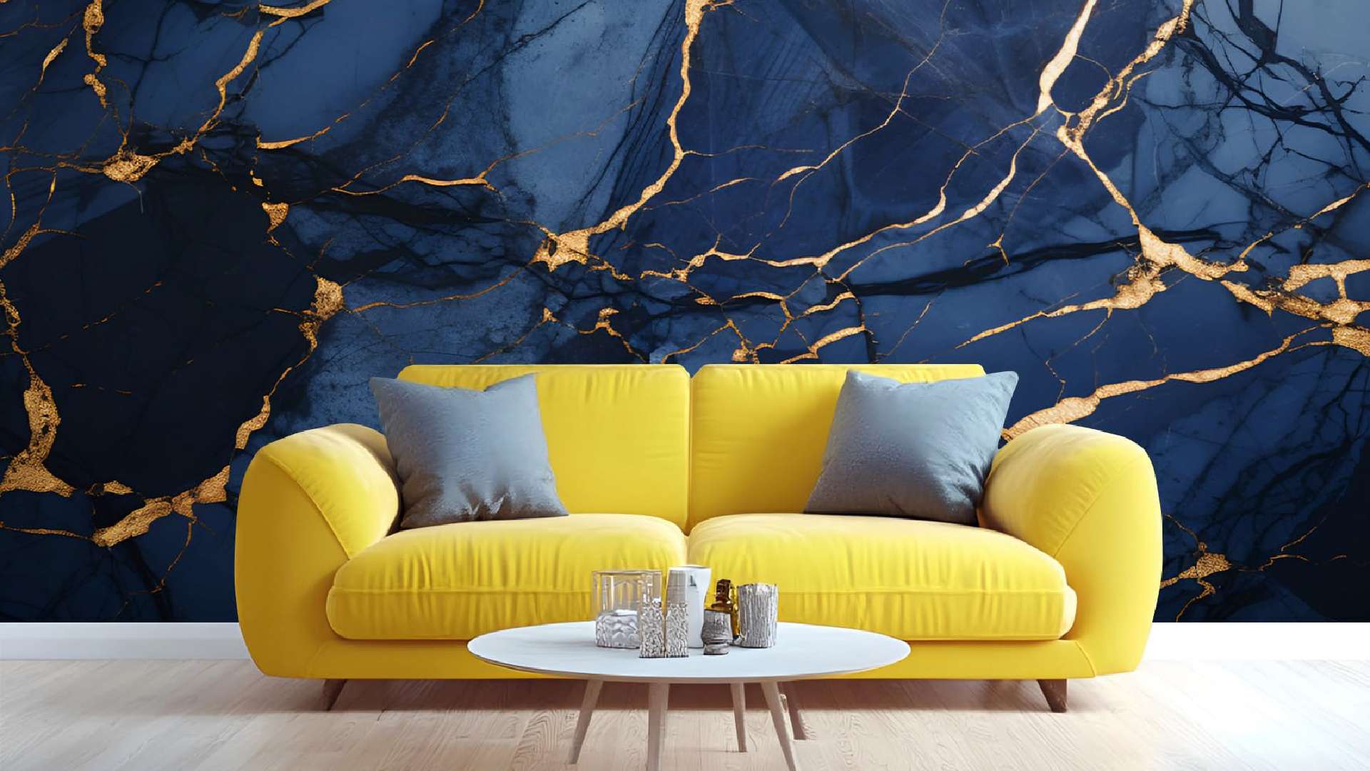 giấy dán tường phòng khách vân đá