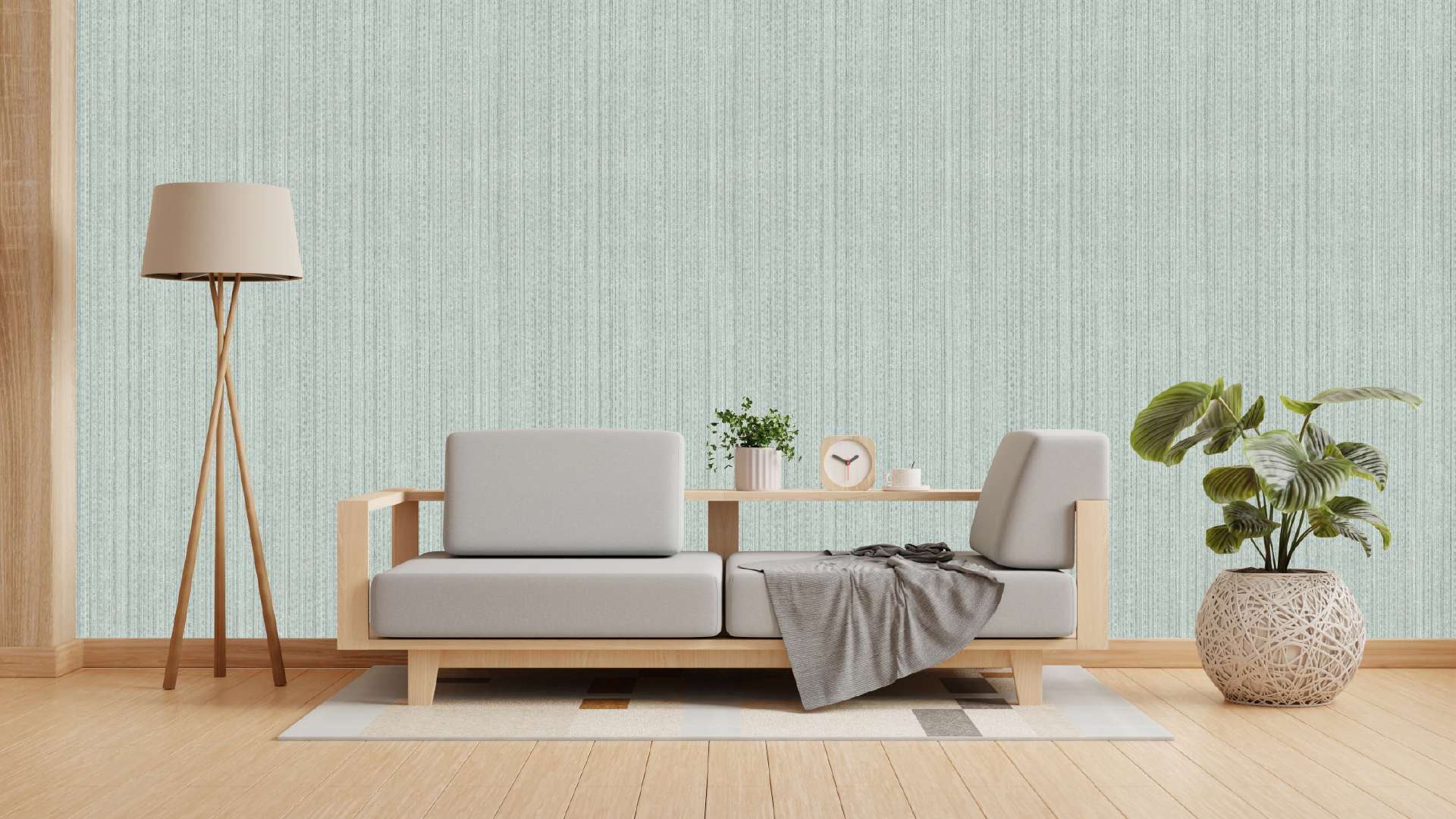 giấy dán tường phòng khách vân gỗ tần bì