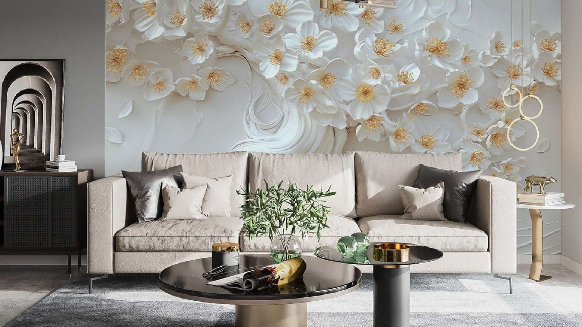 mẫu giấy dán tường phòng khách vân 3d giả gỗ