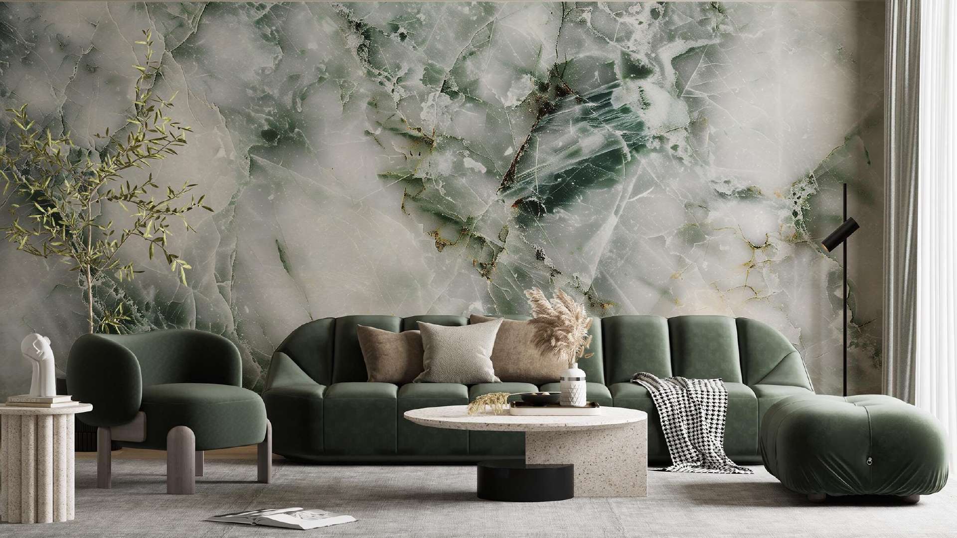 mẫu giấy dán tường phòng khách vân đá