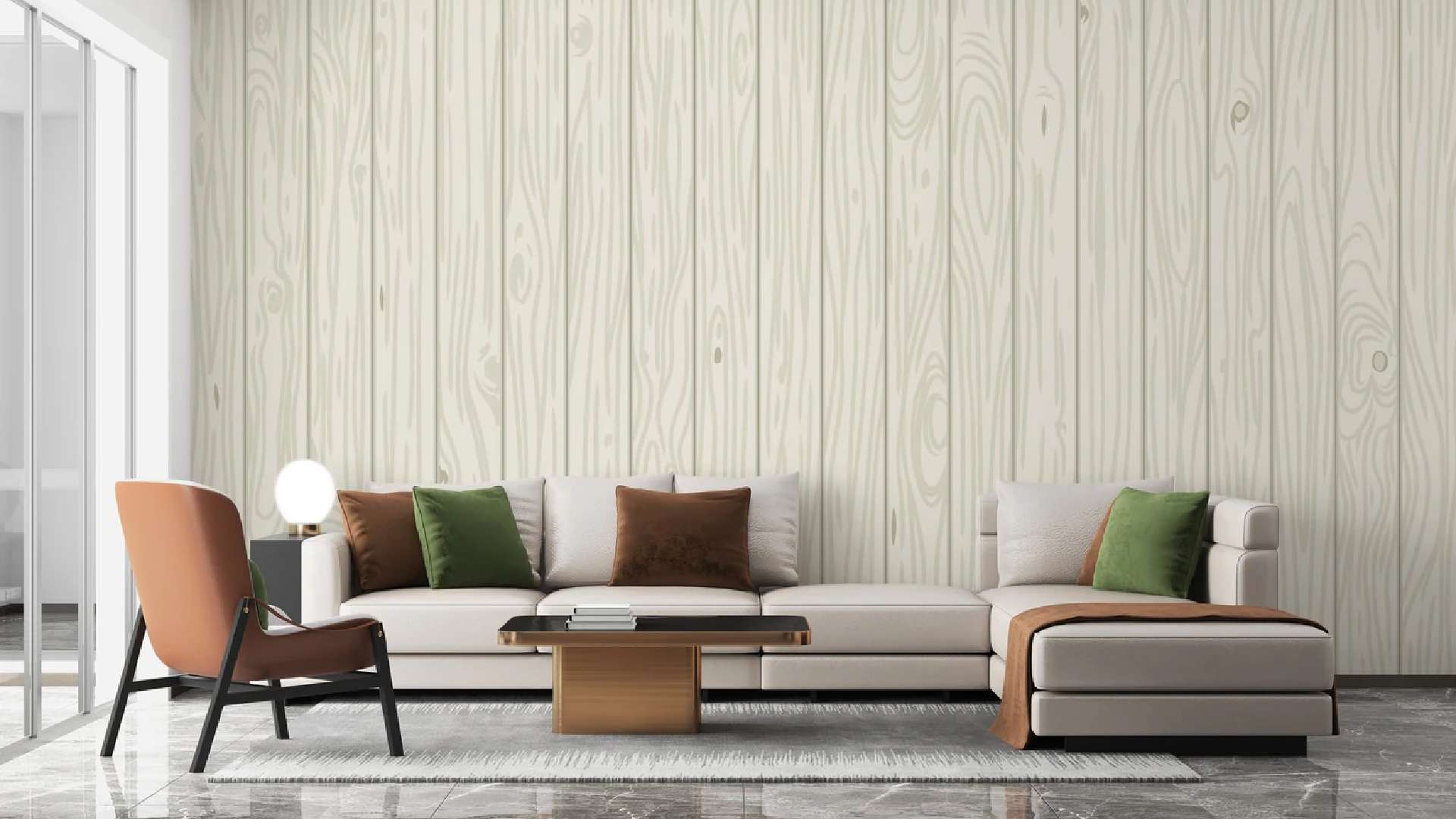 mẫu giấy dán tường phòng khách vân gỗ sồi