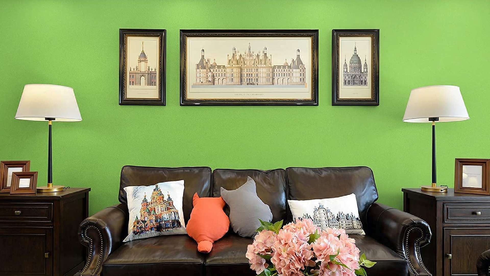 mẫu giấy dán tường phòng khách vân màu solid