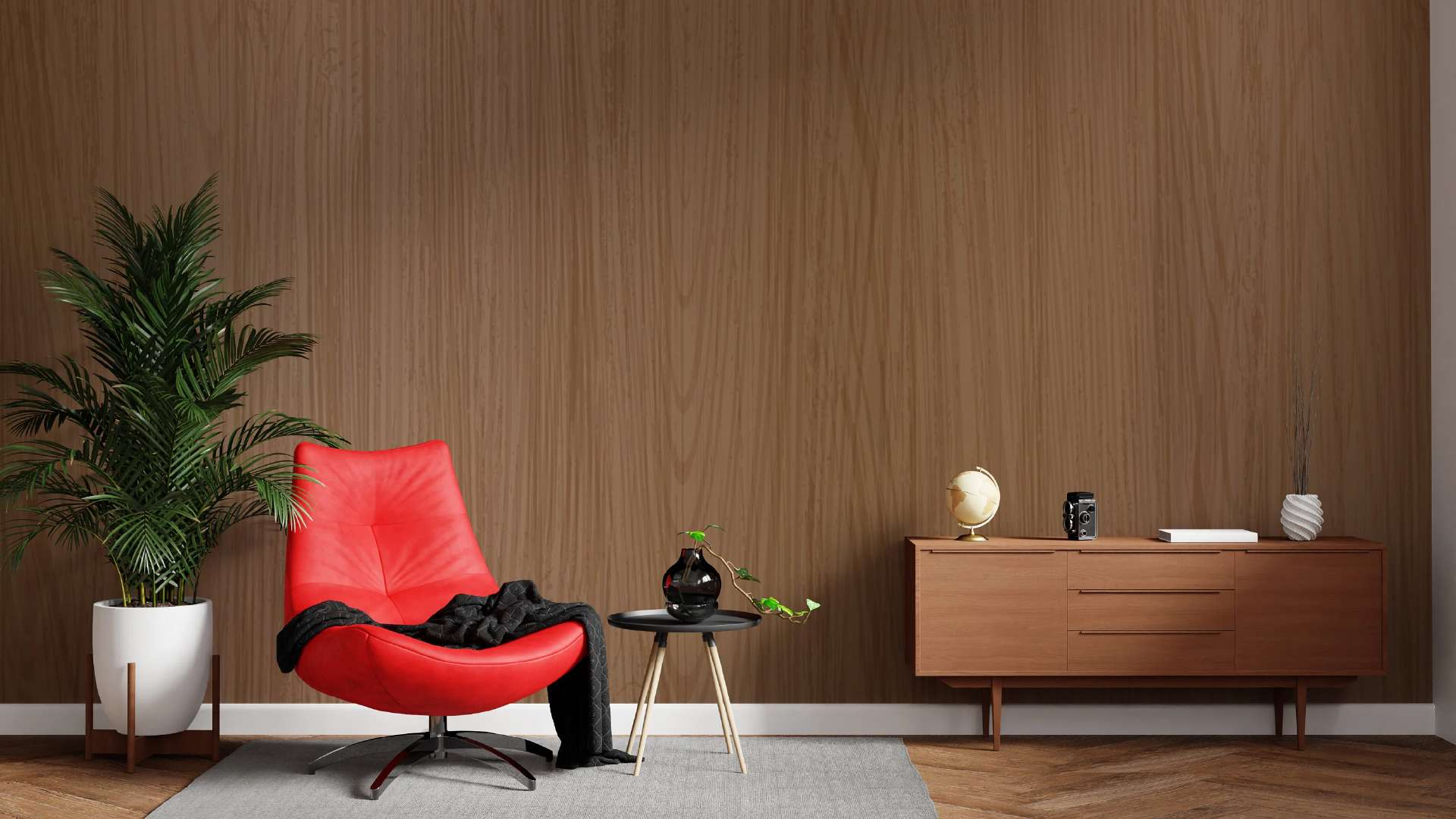 mẫu giấy dán tường phòng khách vân óc chó