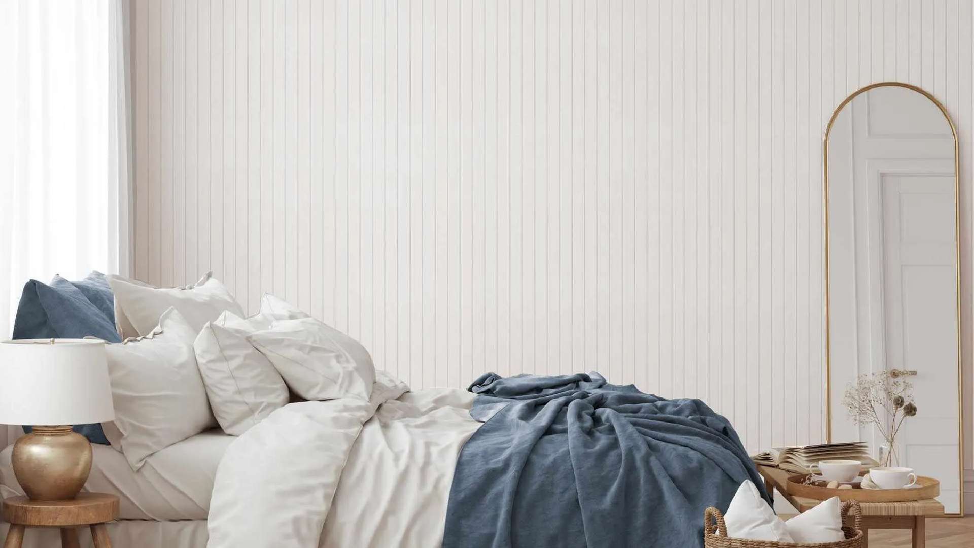 giấy dán tường phòng ngủ màu trắng sáng