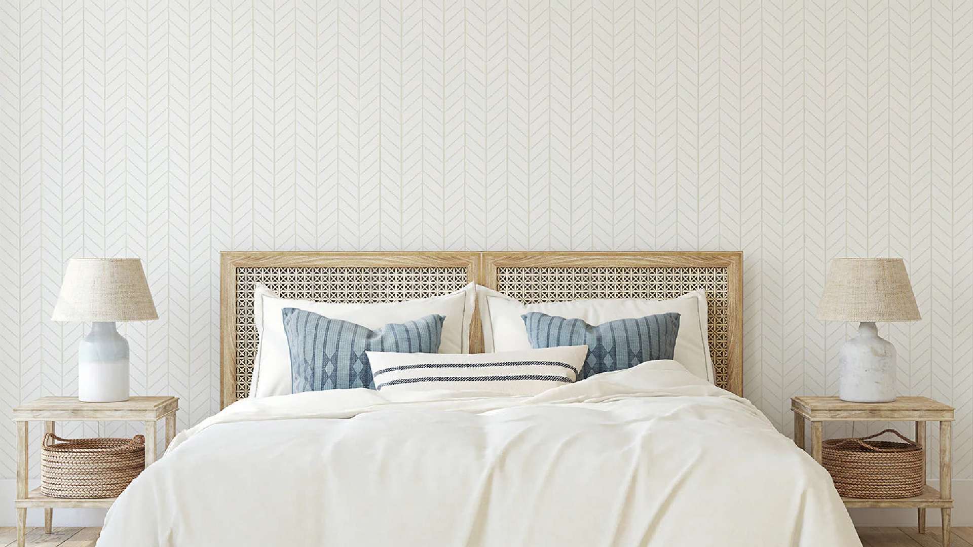 mẫu giấy dán tường phòng ngủ màu trắng sáng