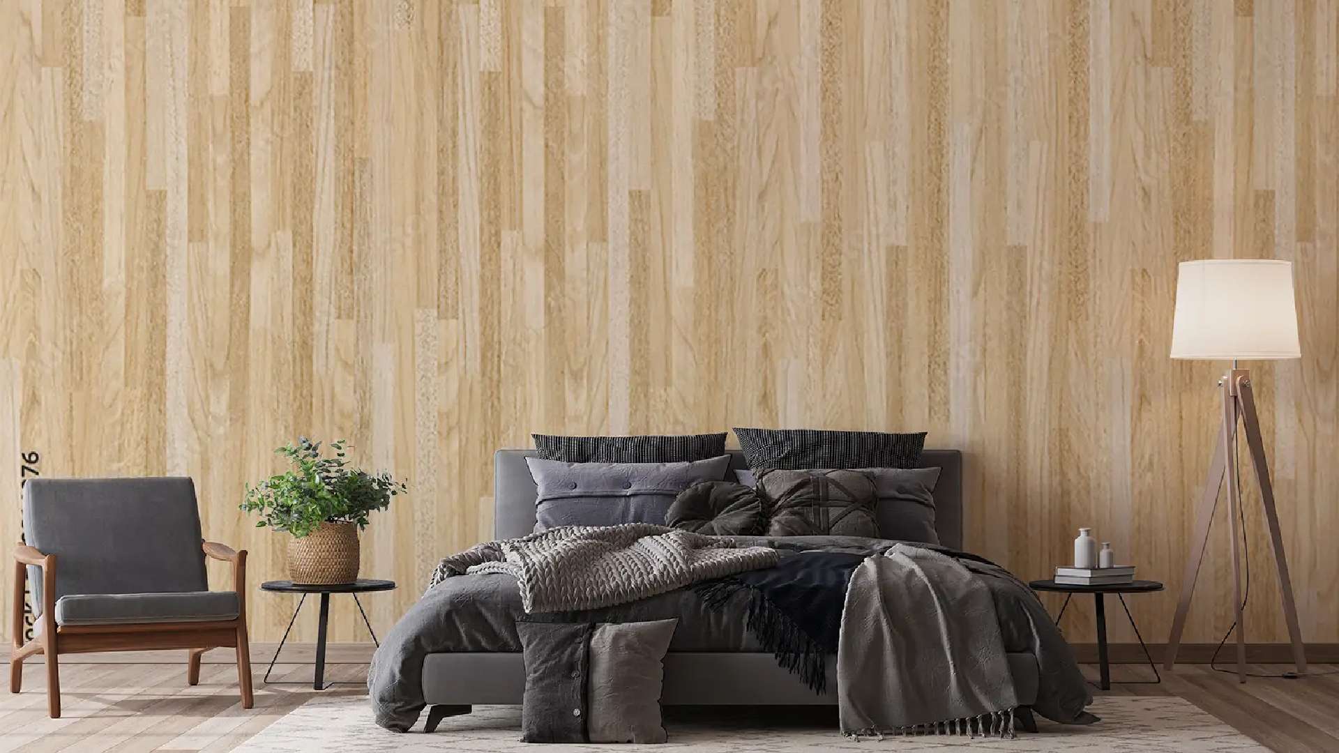 mẫu giấy dán tường phòng ngủ vân tần bì