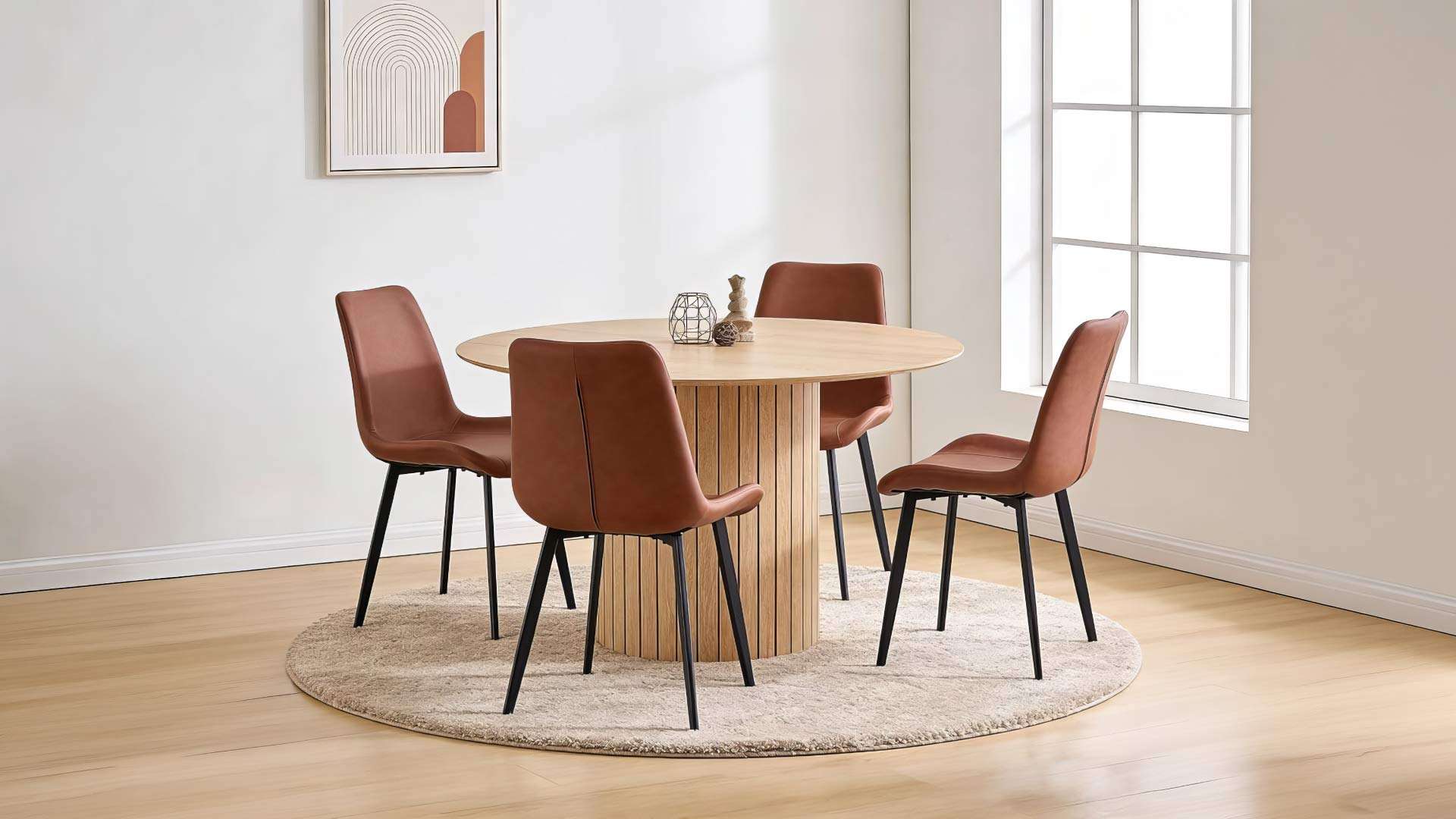 bàn ăn tròn 4 ghế bằng gỗ công nghiệp