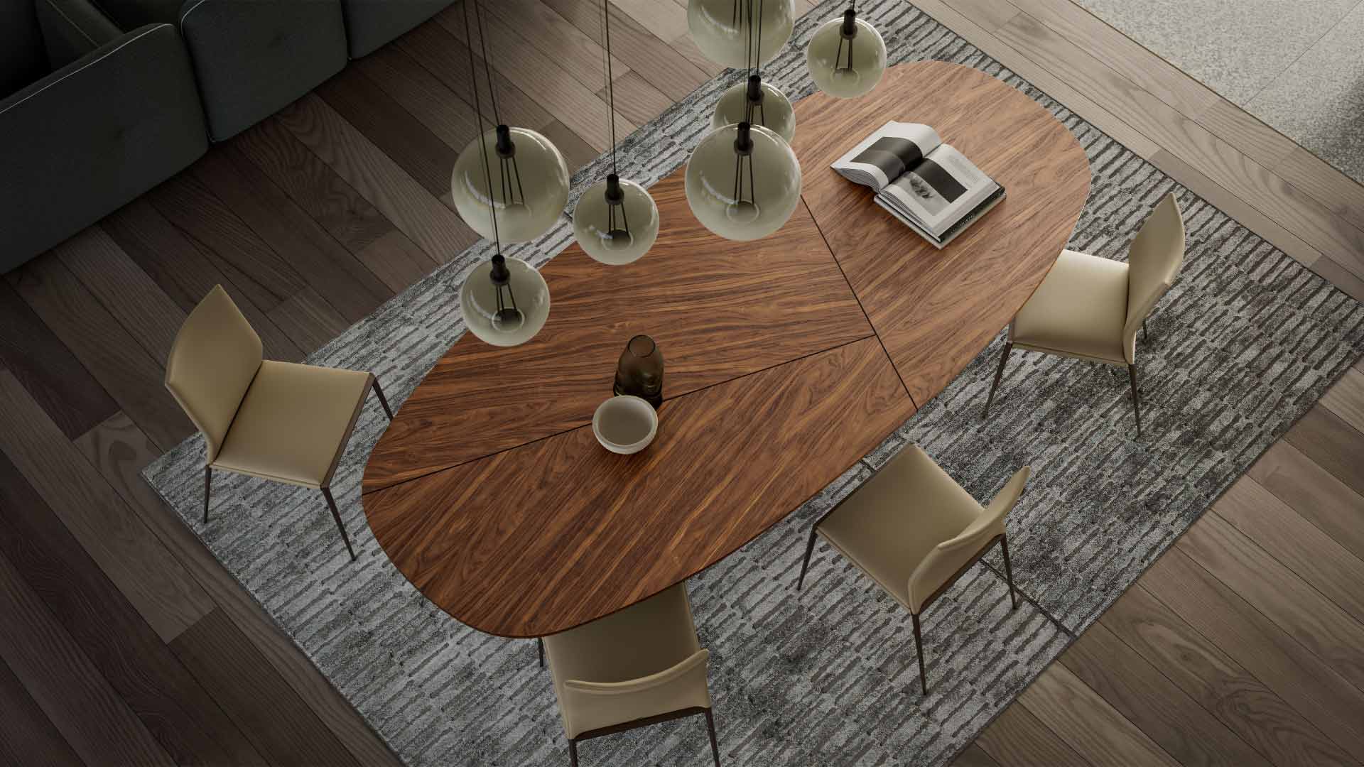 mẫu bàn ăn oval bo cạnh