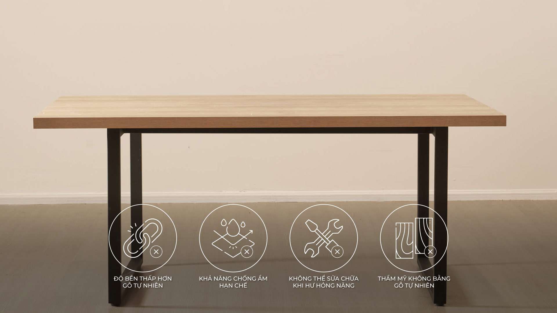 nhược điểm bàn ăn gỗ công nghiệp