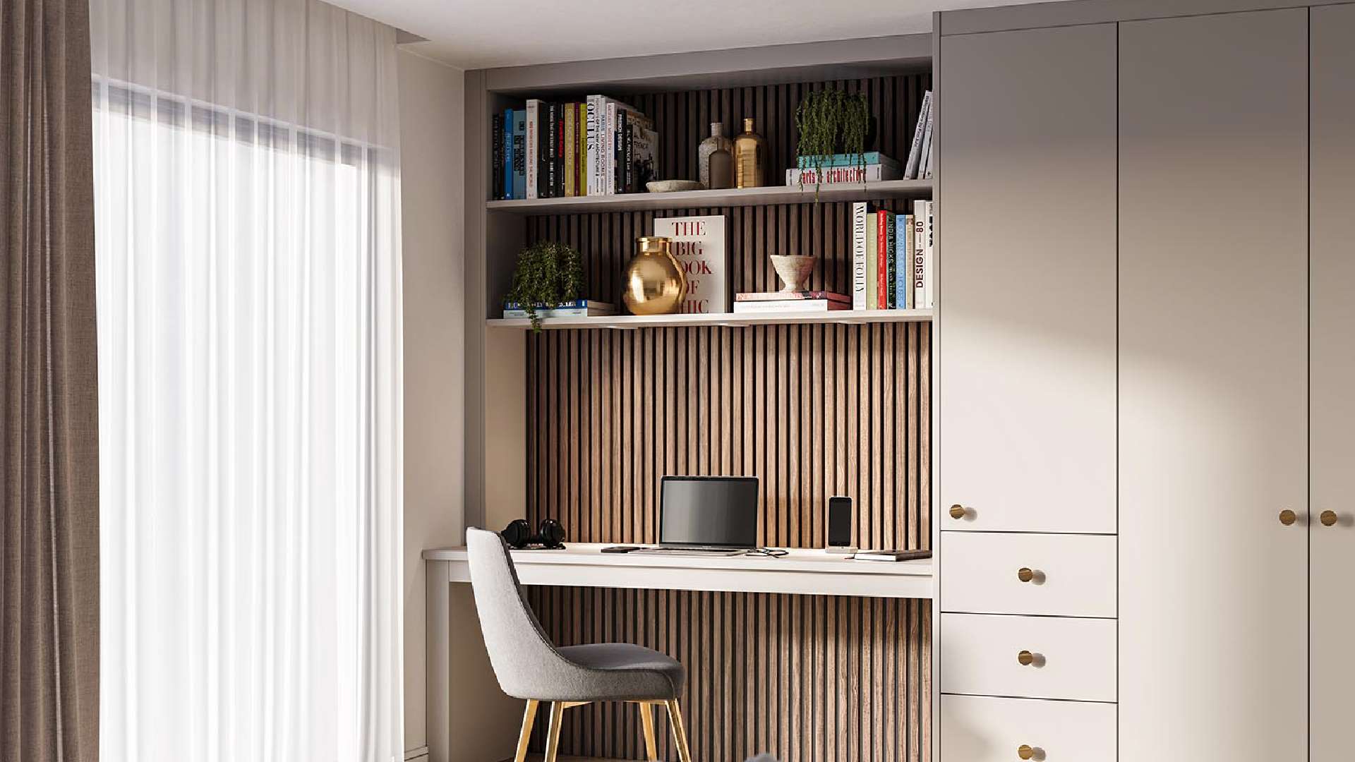 kệ sách kết hợp bàn làm việc