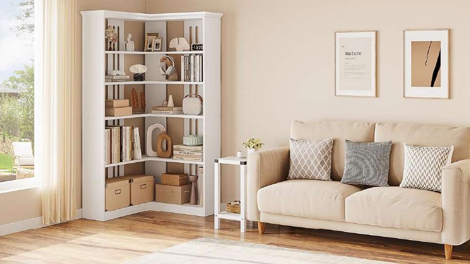 kệ sách bằng gỗ góc