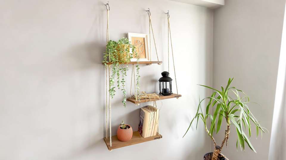 kệ sách bằng gỗ treo tường