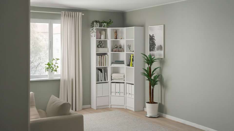 mẫu kệ sách bằng gỗ kiểu góc