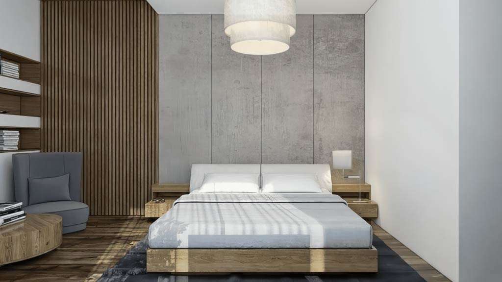 mẫu ốp tường phòng ngủ bằng tấm xi măng nhẹ