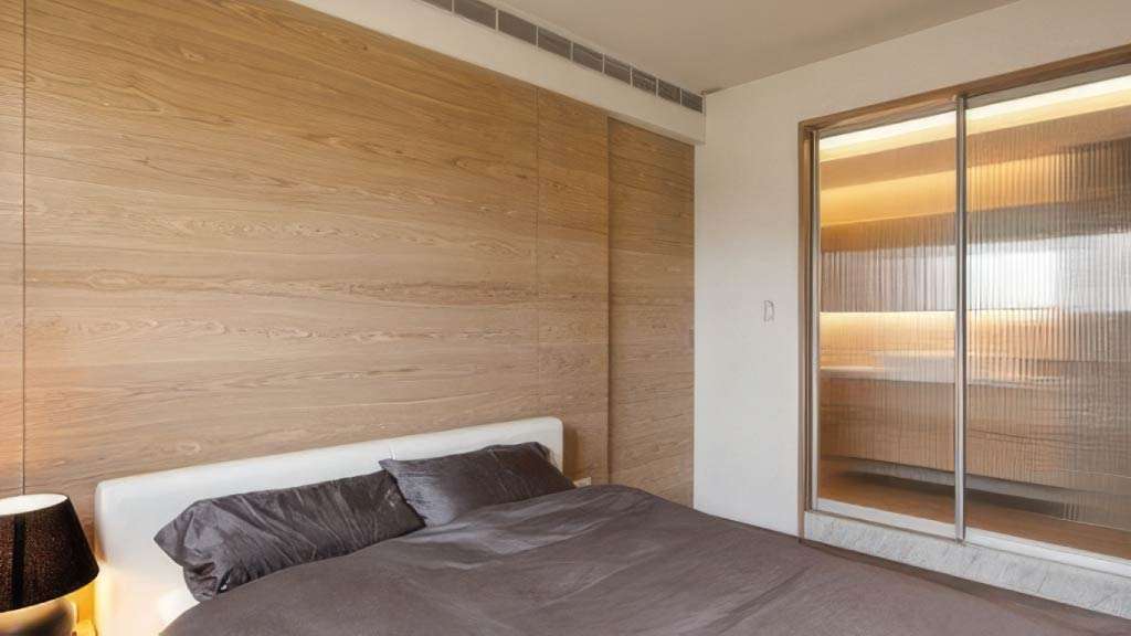 mẫu ốp tường phòng ngủ gỗ công nghiệp