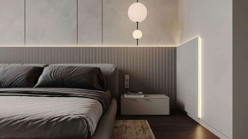 mẫu ốp tường phòng ngủ sợi than tre