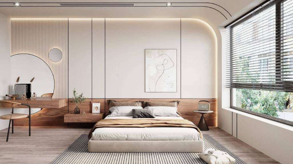 ốp tường phòng ngủ bằng sợi than tre