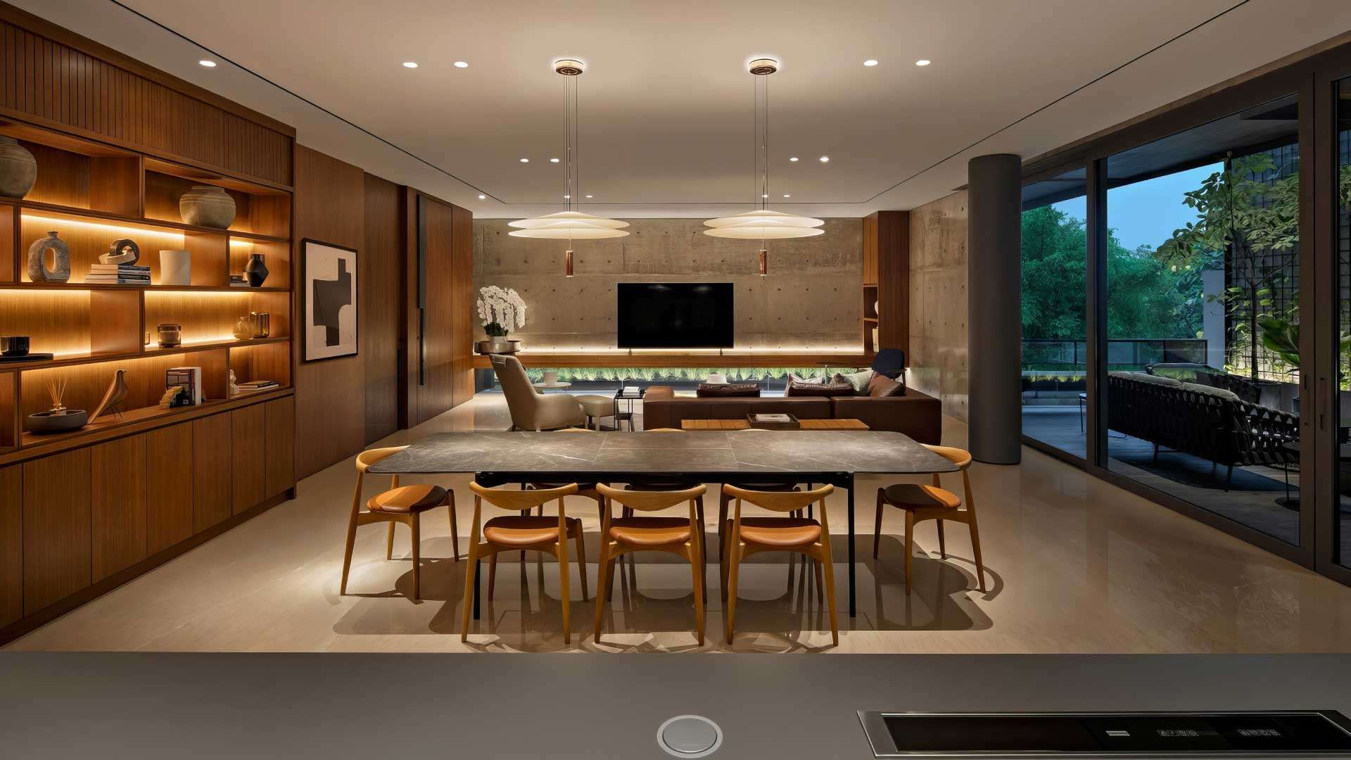 mẫu phòng bếp liên thông phòng khách