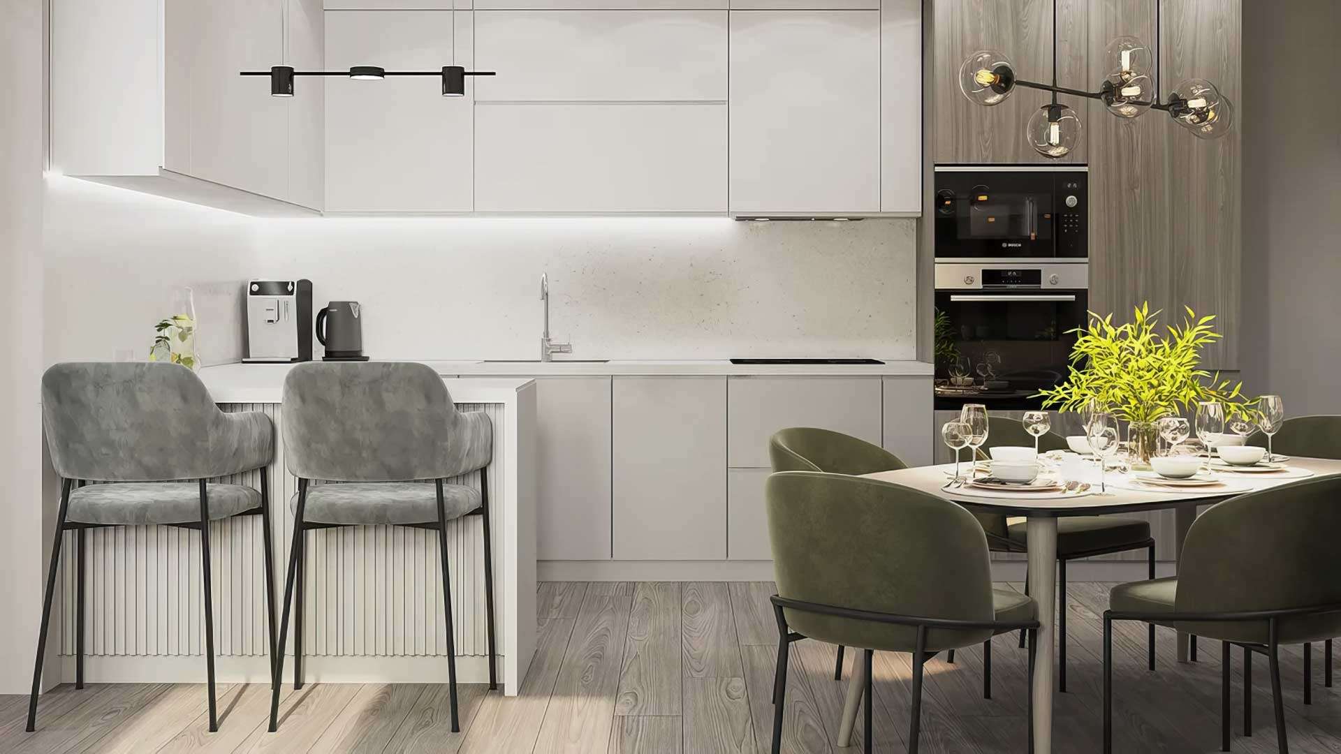 nội thất phòng bếp tối giản