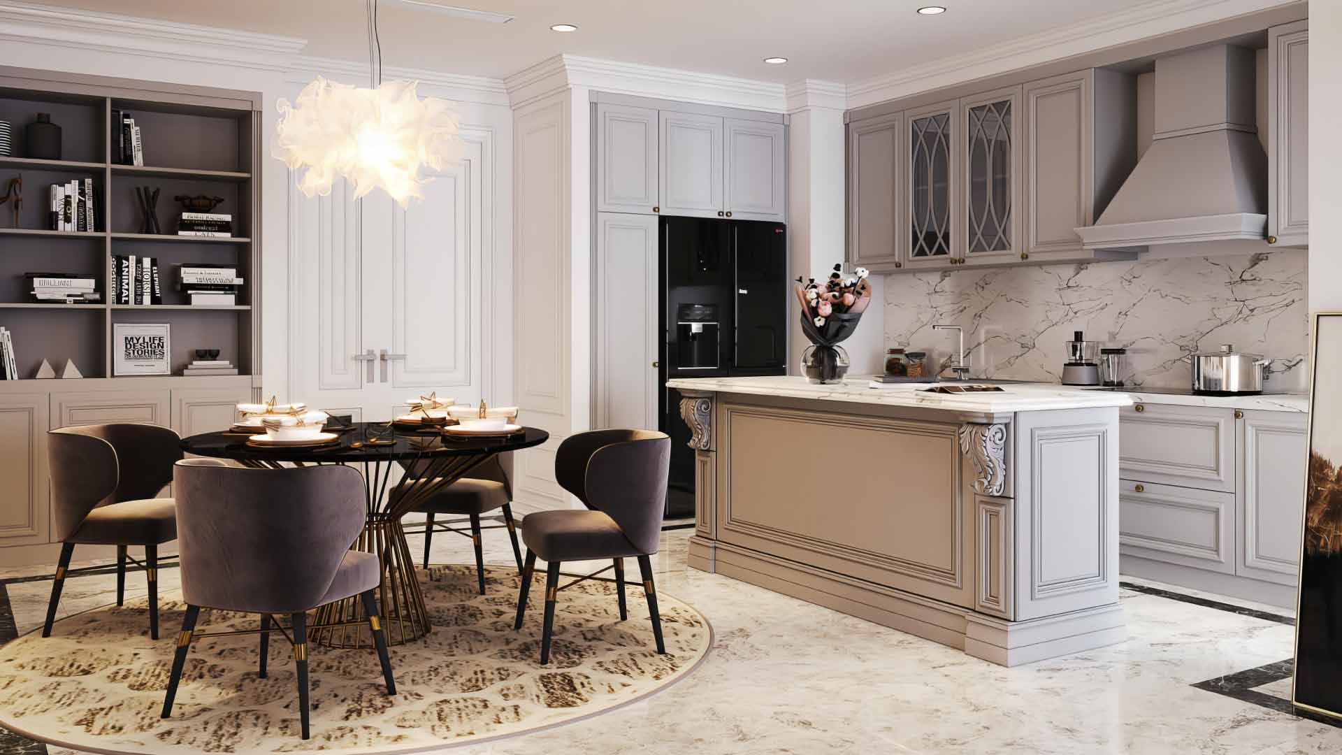 mẫu phòng bếp tân cổ điển