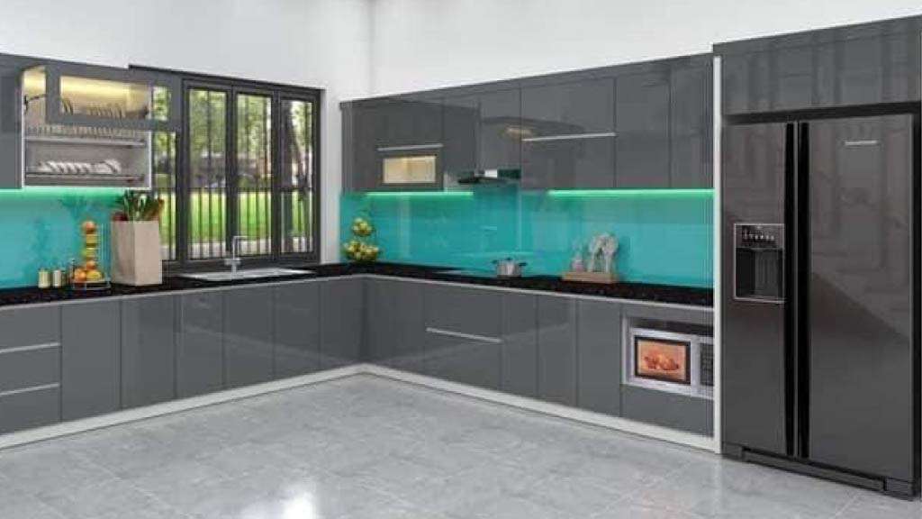 mẫu bếp acrylic chữ l