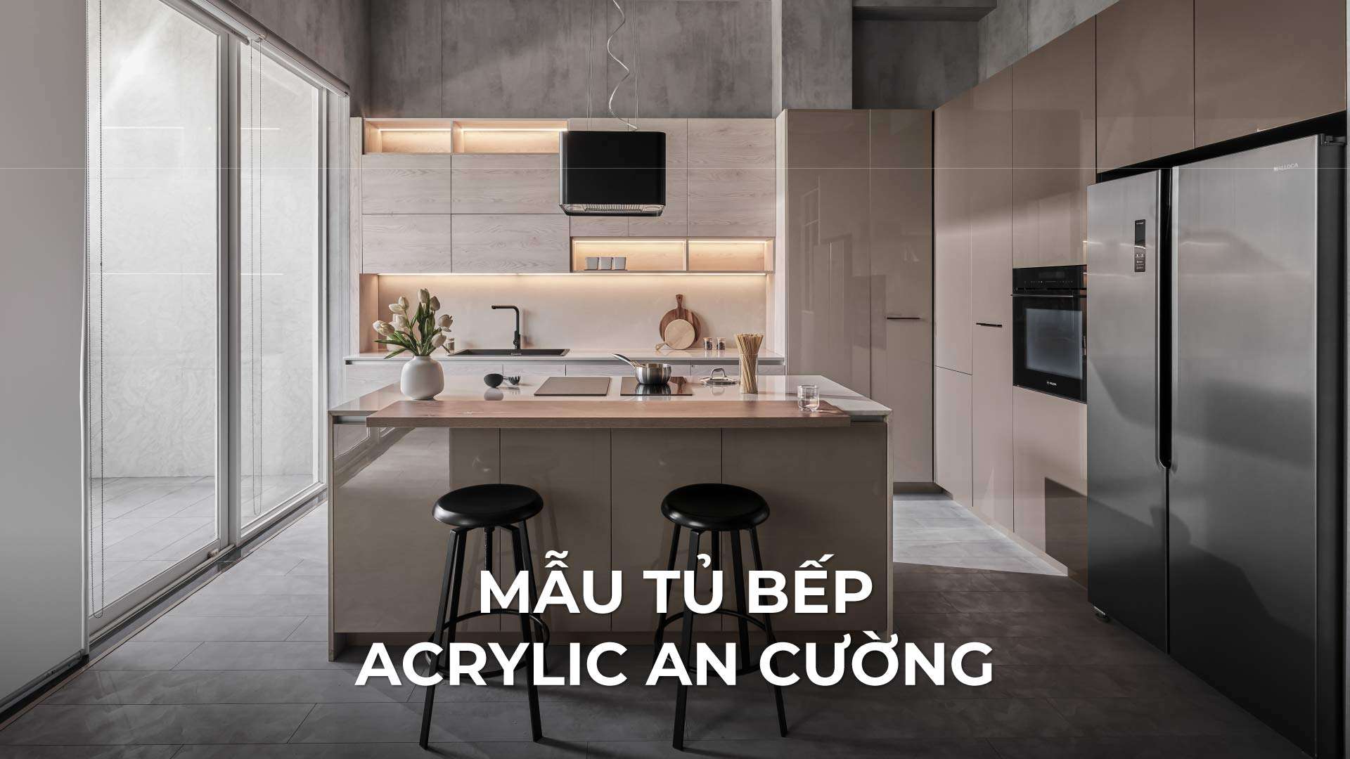 mẫu tủ bếp acrylic