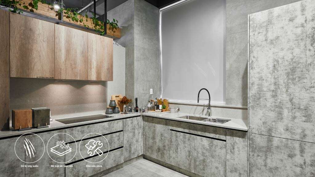 nhược điểm của tủ bếp acrylic