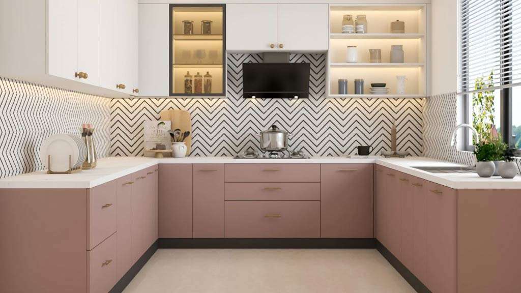 tủ bếp phủ acrylic chữ u