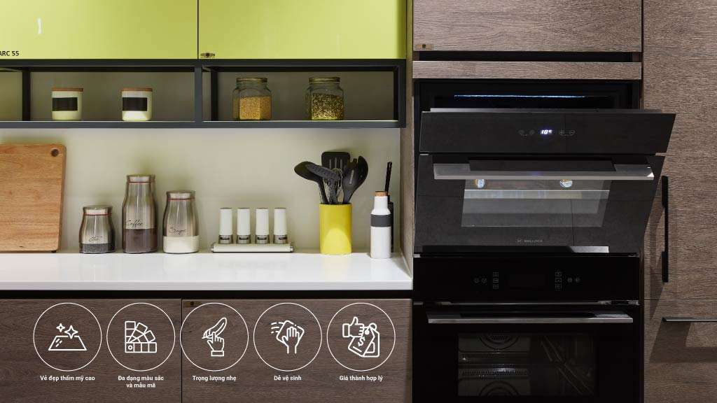 ưu điểm của tủ bếp acrylic