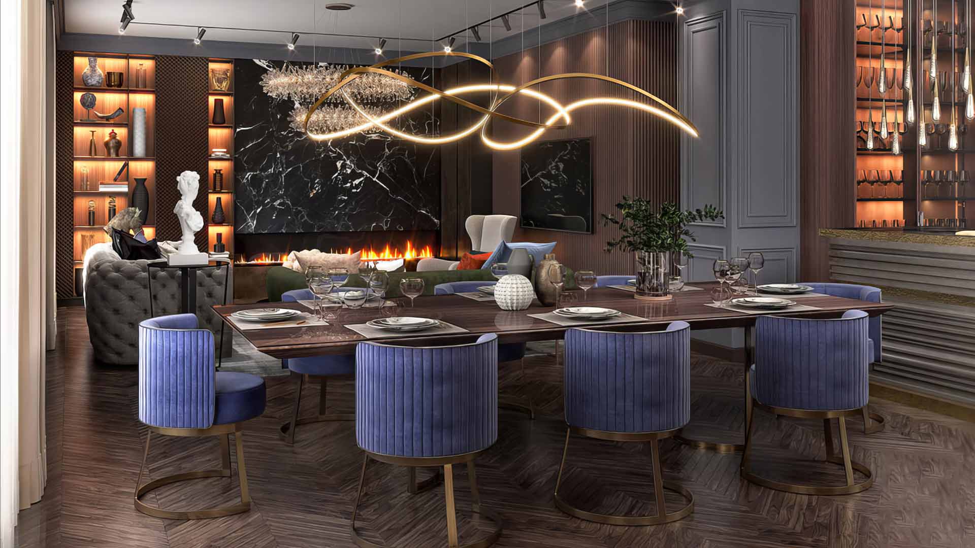 mẫu phòng bếp phong cách nội thất art deco