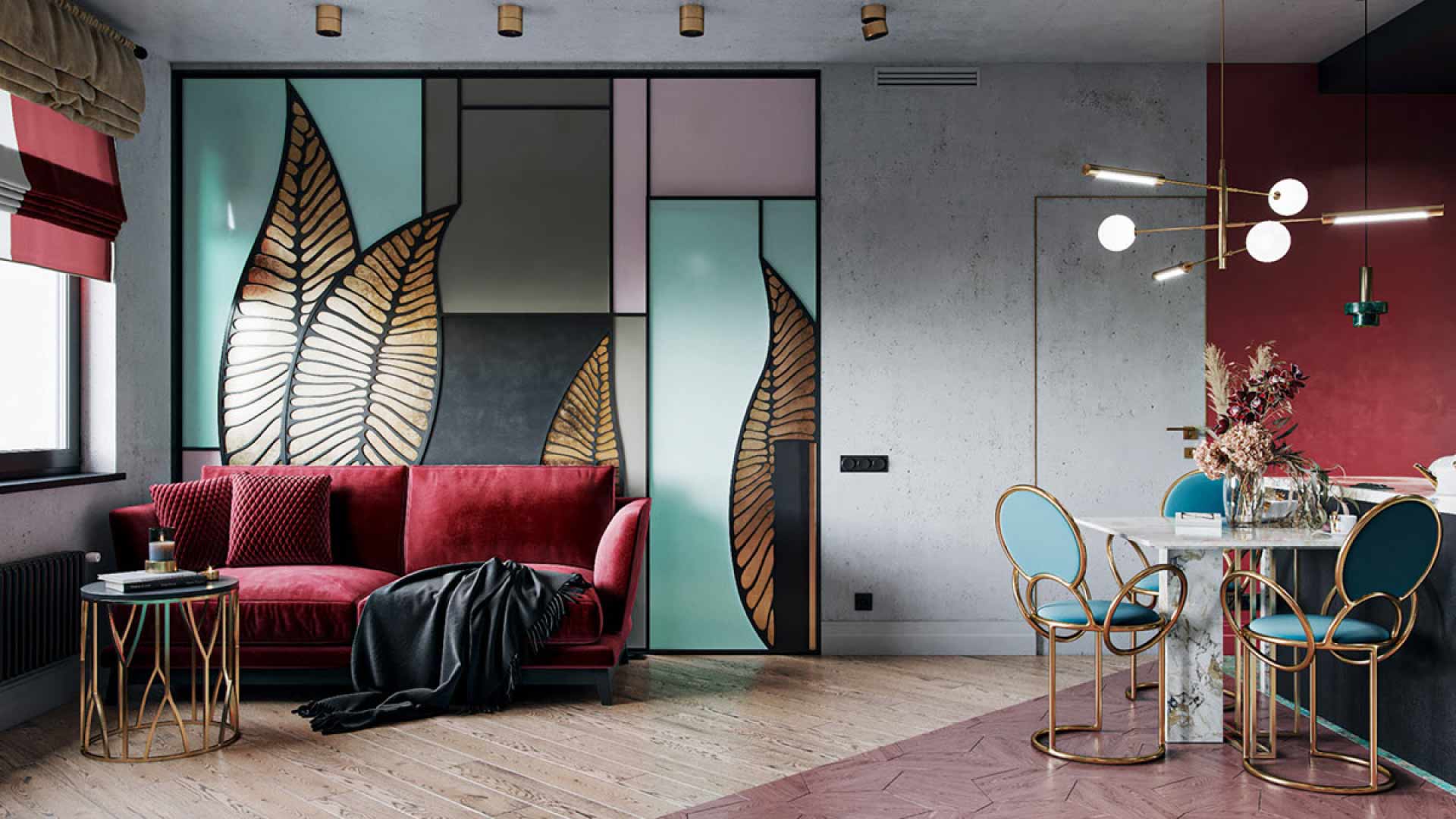 phòng khách phong cách nội thất art deco đẹp