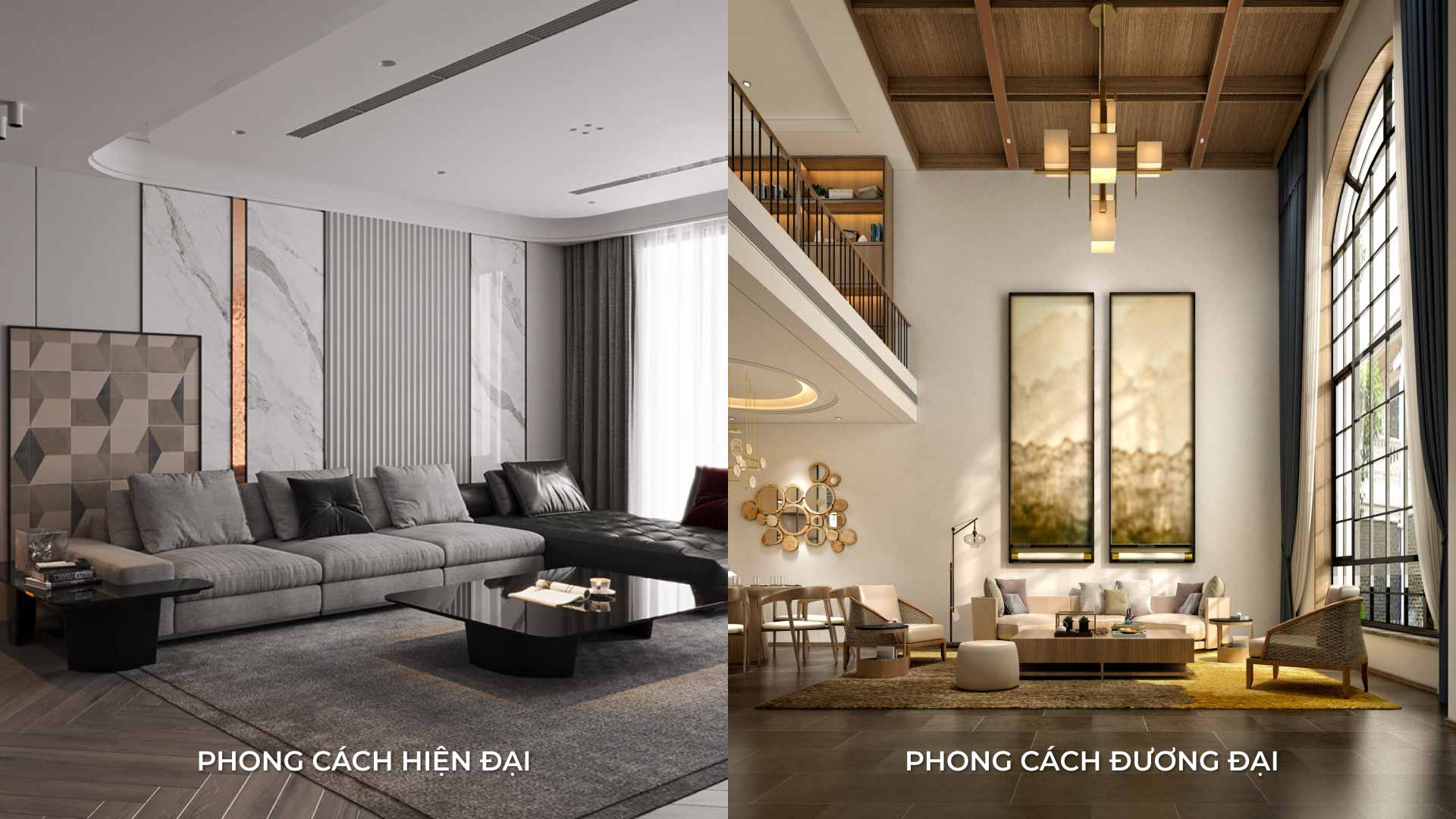 so sánh phong cách hiện đại và đương đại