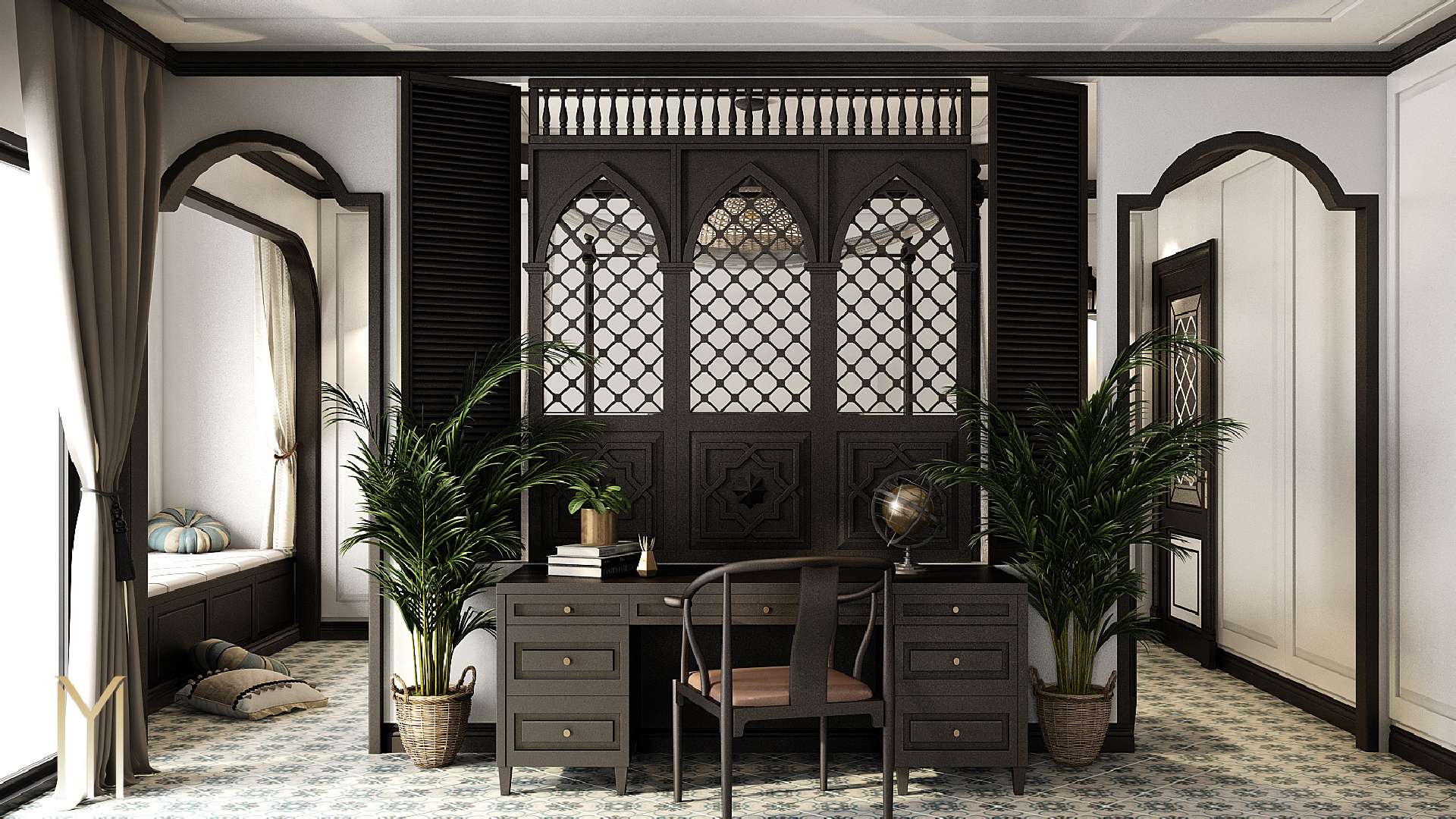 cây xanh nhiệt đới trong phong cách nội thất indochine