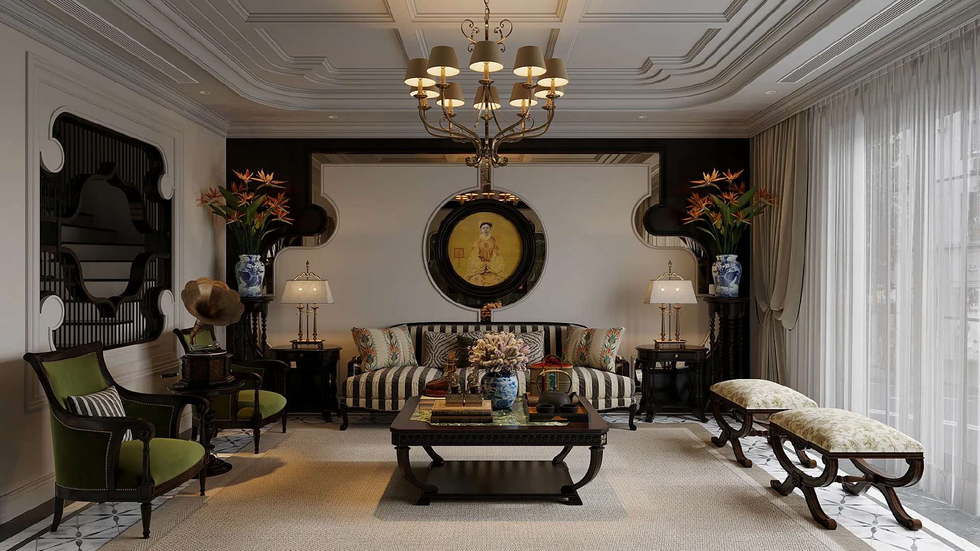 đồ trang trí văn hóa phương đông trong phong cách nội thất indochine