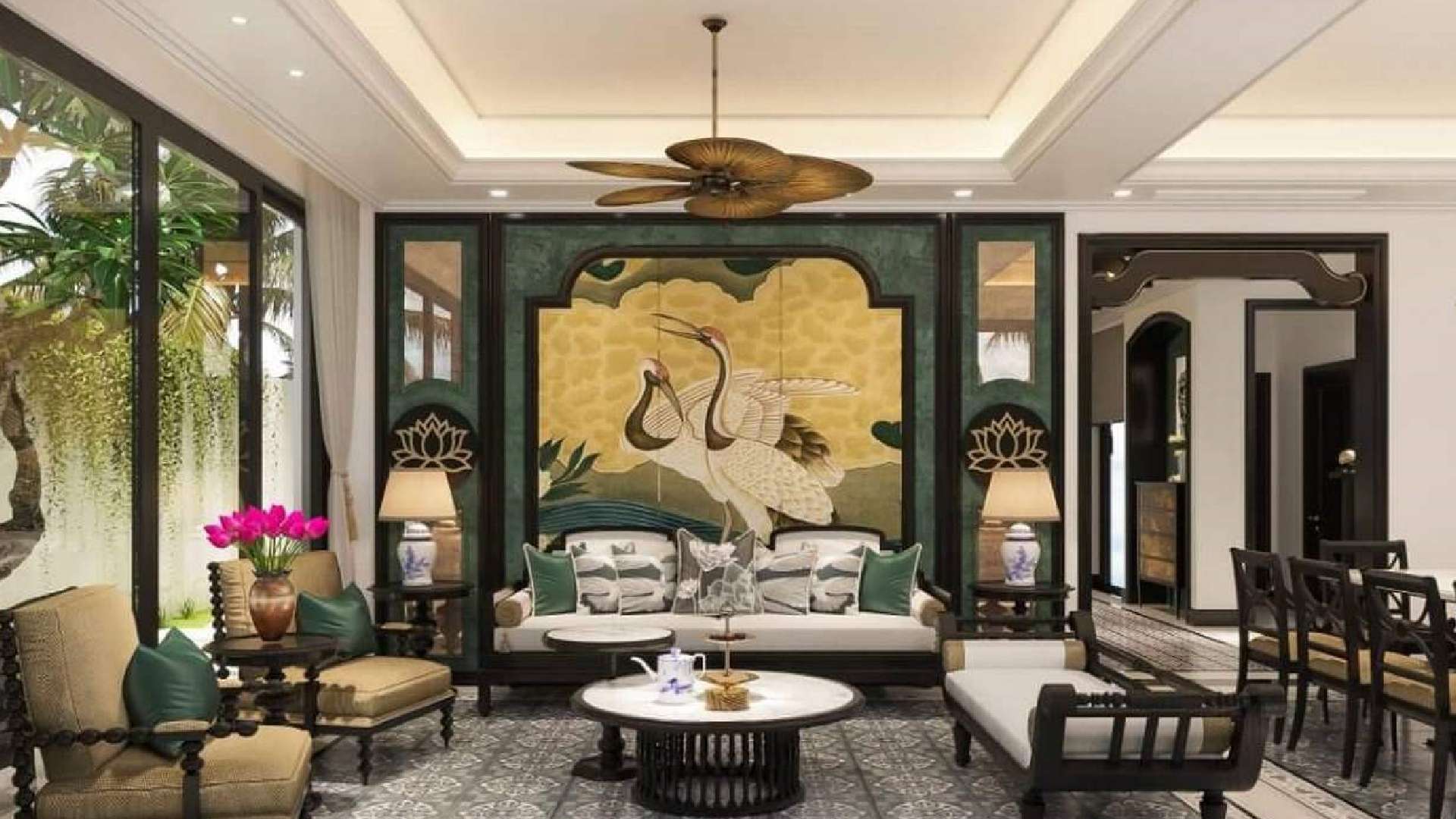 hoa văn á đông trong phong cách nội thất indochine