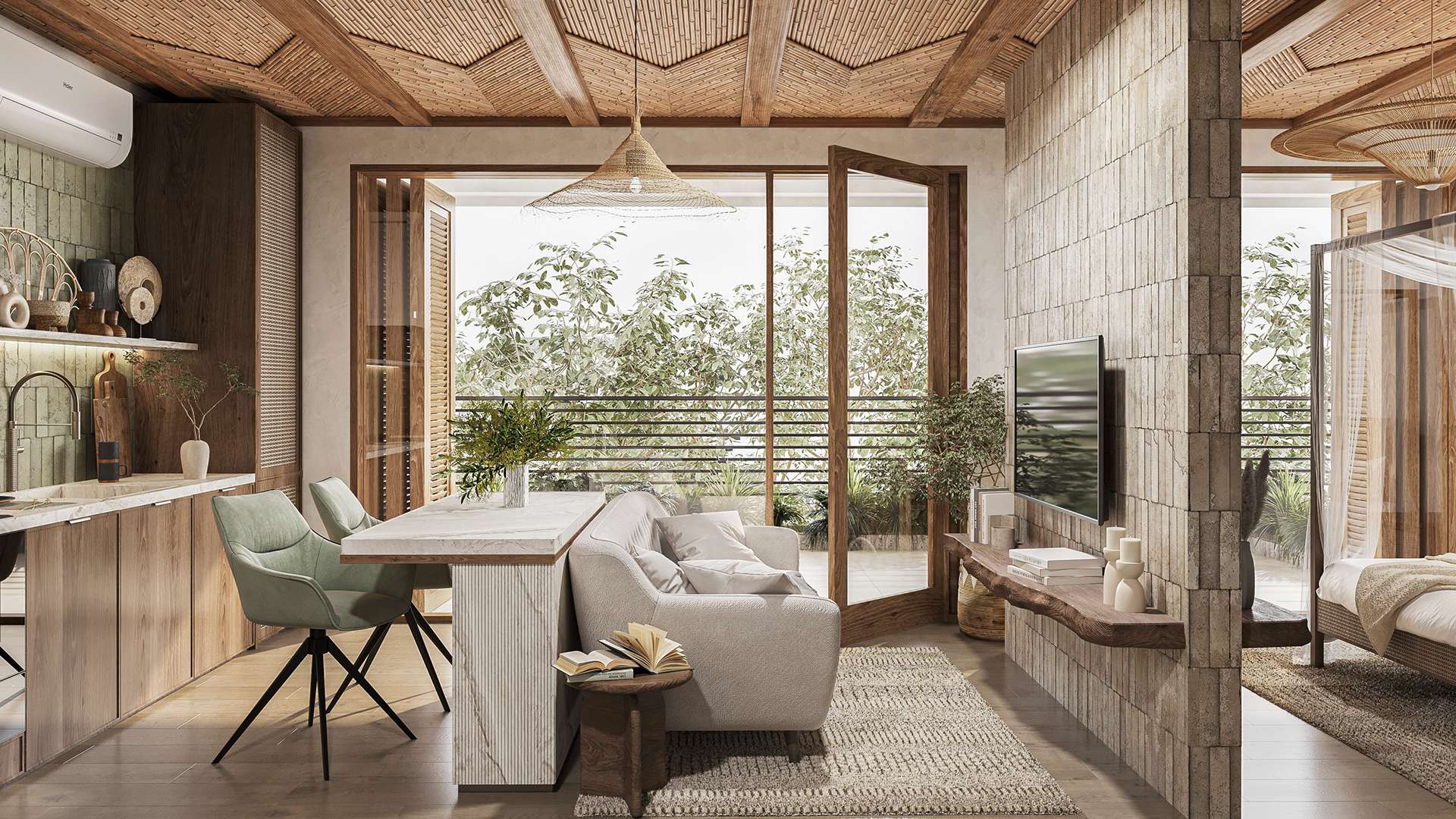 mẫu trang trí nội thất phong cách wabi sabi
