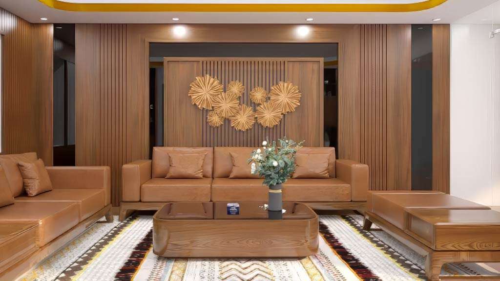 ứng dụng của tấm nhựa ốp tường trong phòng khách