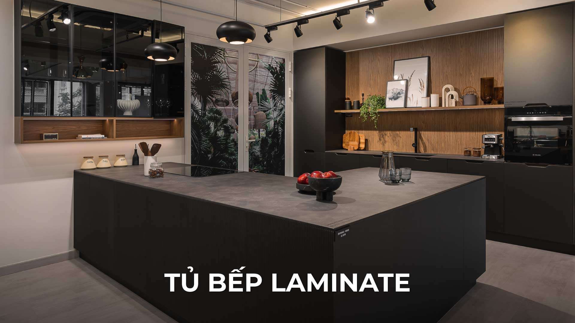 mẫu tủ bếp laminate