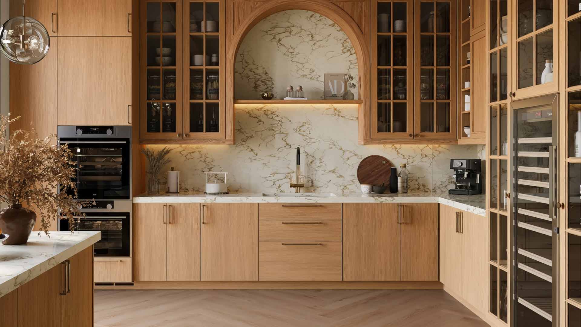 tủ bếp laminate chữ l