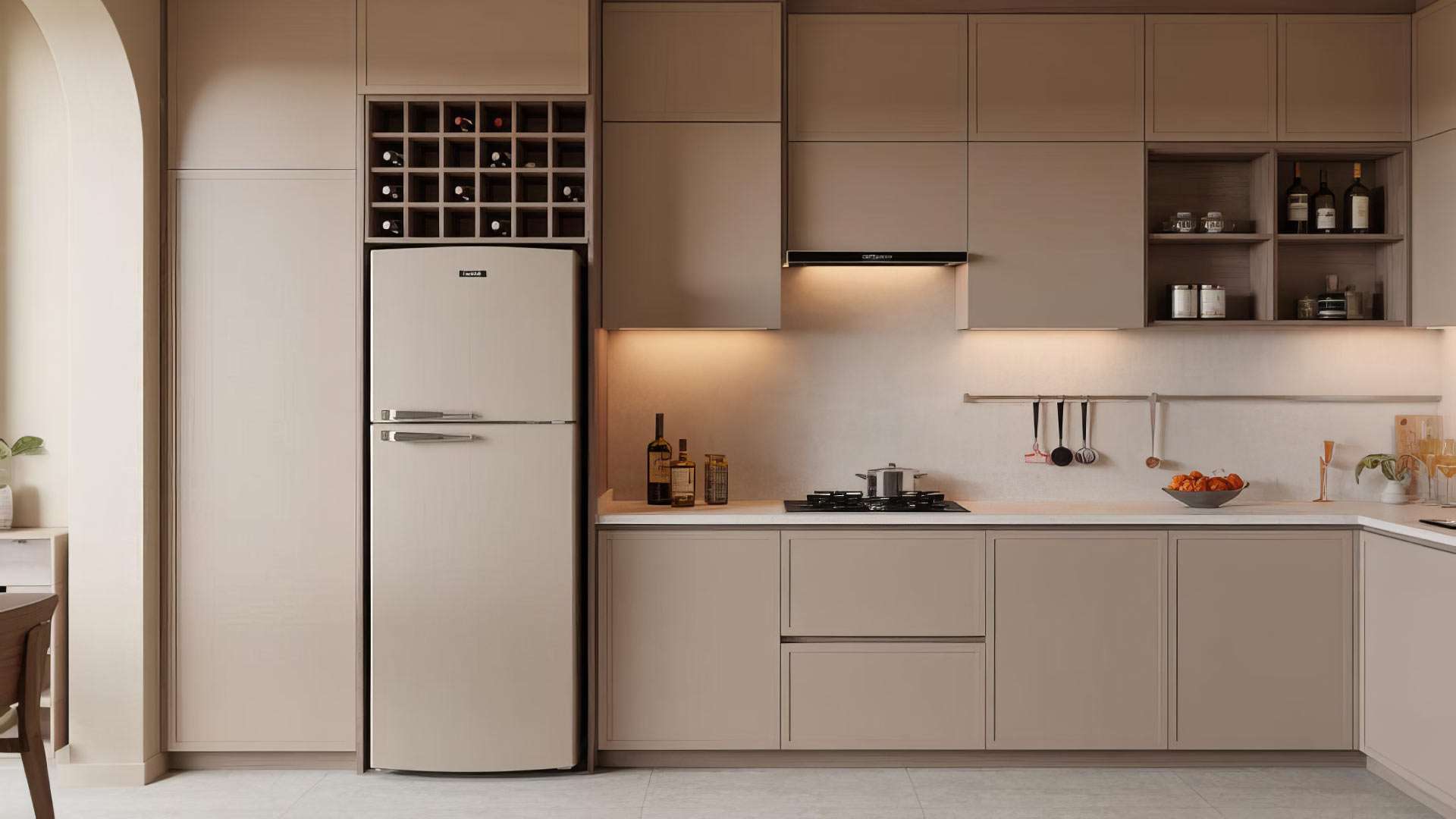 tủ bếp laminate kệ rượu