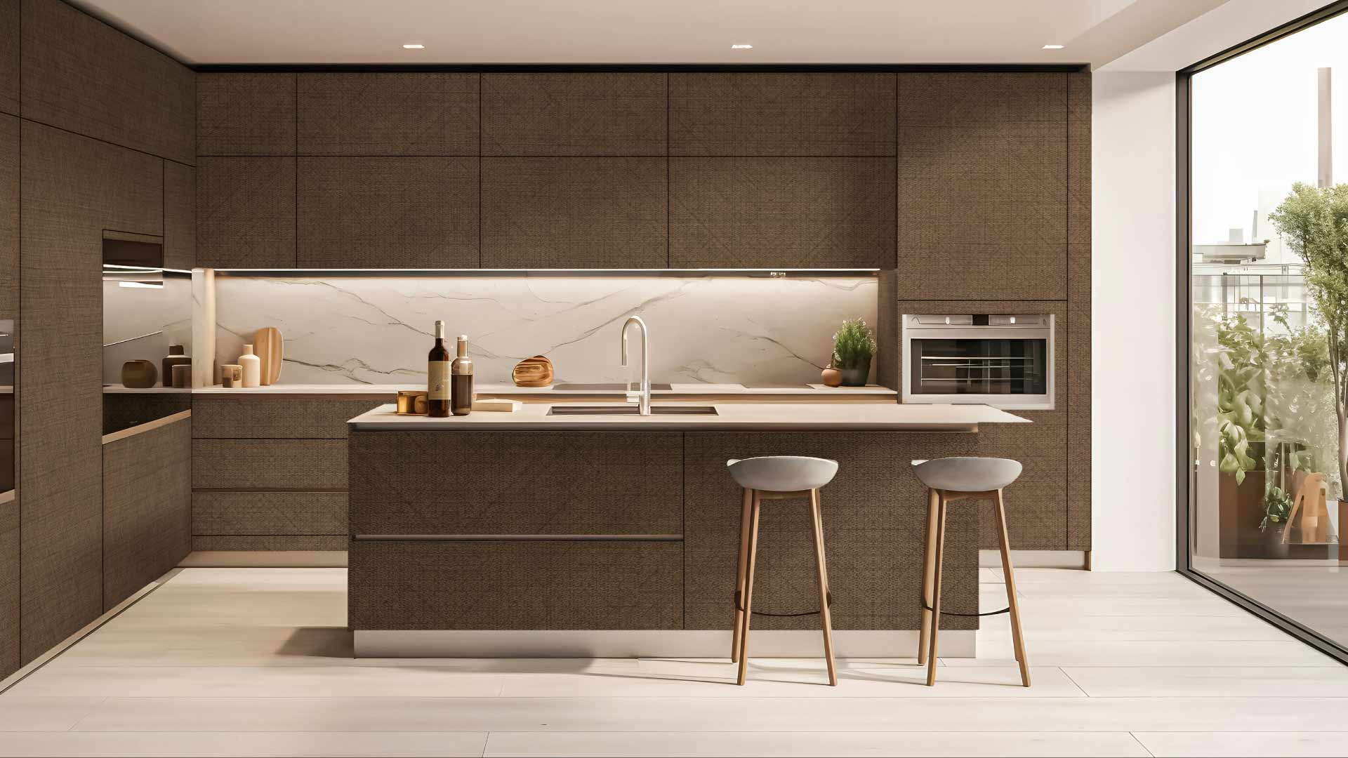 mẫu tủ bếp melamine màu digital đẹp