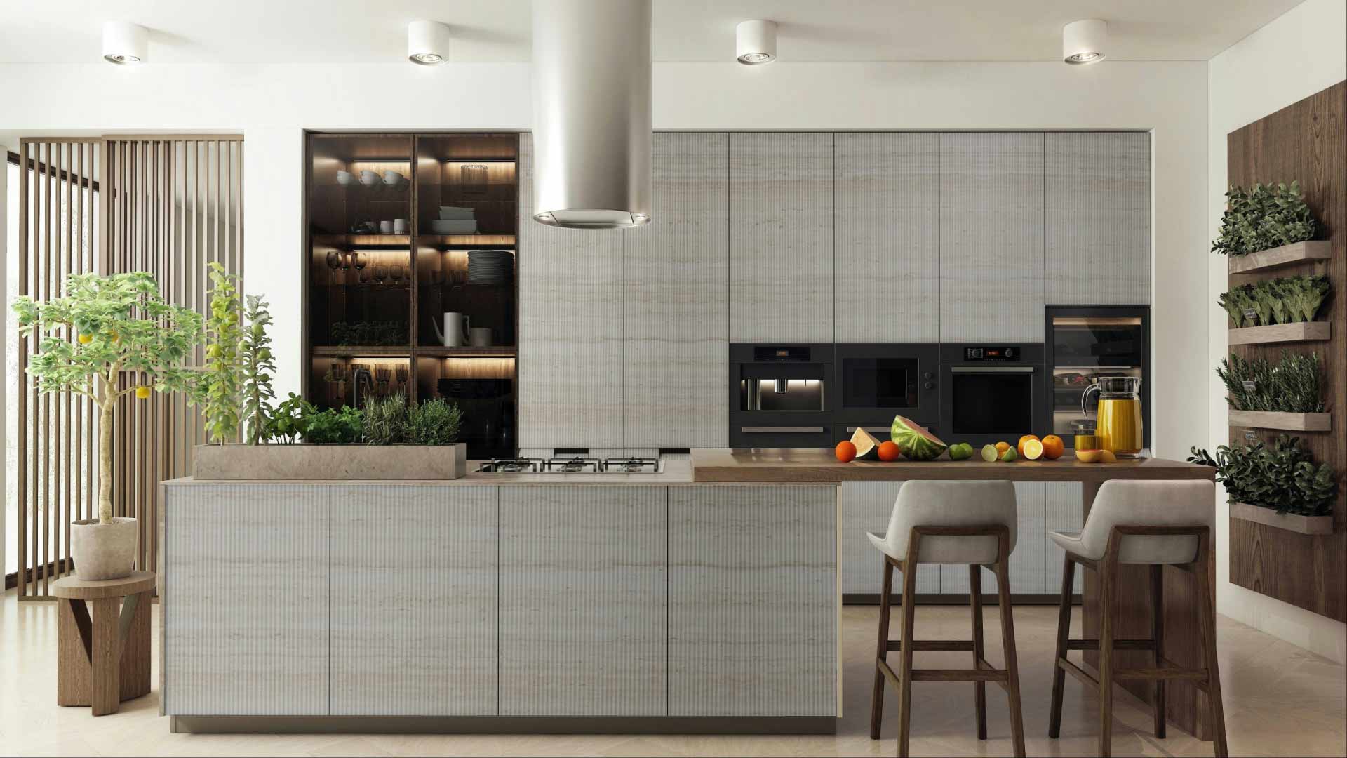 mẫu tủ bếp melamine màu digital