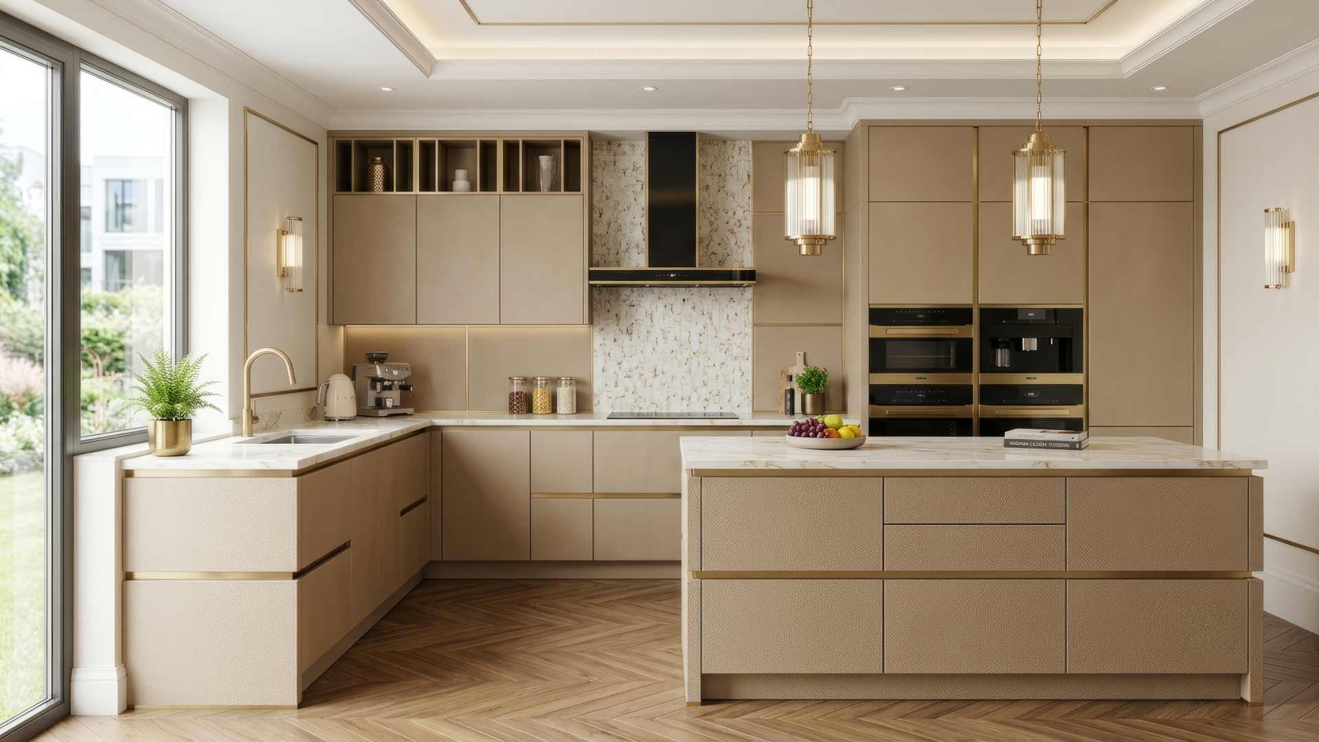 mẫu tủ bếp melamine màu giả da đẹp